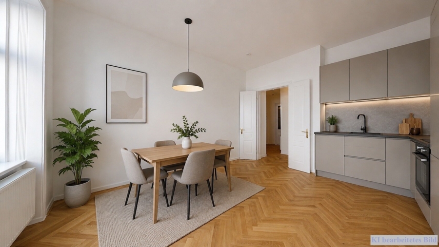 Perfekter Altbau für Singles & Paare - Einrichtungsvorschlag KI generiert (676638)