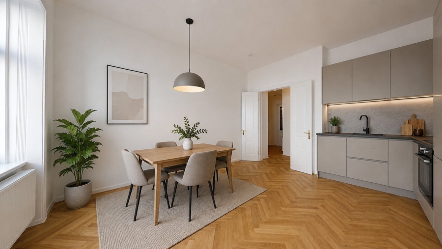 2-Zimmer-Altbauwohnung – Erstbezug nach hochwertiger Sanierung! - Einrichtungsvorschlag digital generiert (674777)