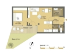 Luxuriöse 1-Zimmer-Wohnung mit Freifläche & Garagenstellplatz - Grundriss