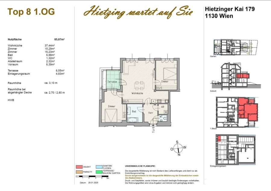 3 Zimmer-Erstbezug mit Süd-Terrasse - Grundriss (626266)