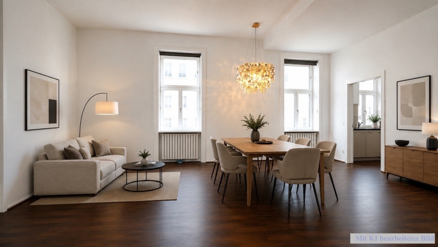 Stilvoller Altbau mit urbaner Lebensqualität - Einrichtungsvorschlag KI generiert (676699)