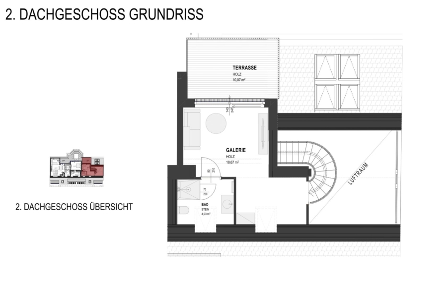 Repräsentatives Wohnen auf zwei Ebenen mit zwei Terrassen in 1040 Wien - Grundriss (677148)