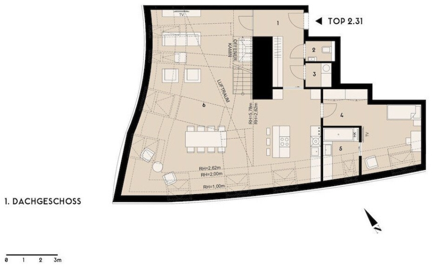 Exklusives Penthouse in bester Innenstadtlage - Erstbezug - Grundriss (626416)