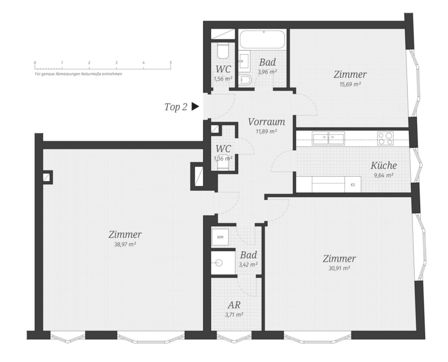 Großzügige, helle 3-Zimmerwohnung in Top-Lage - Grundriss (676673)