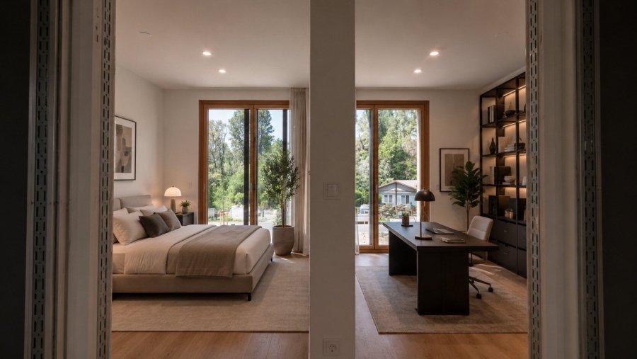 Exklusives See-Apartment mit privatem Seezugang - Schlafzimmer (Interieur: KI generiert) (676004)