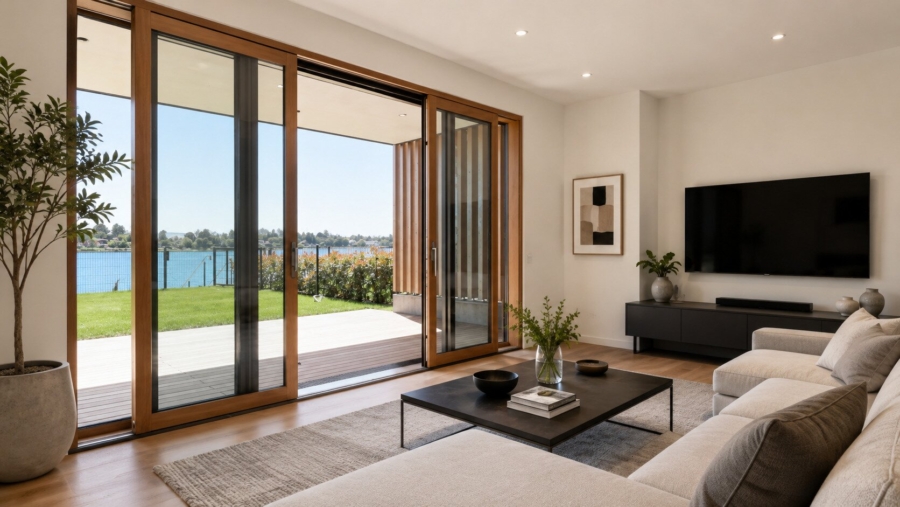Exklusives See-Apartment mit privatem Seezugang - Wohnraum_Blick See (Interieur: KI generiert) (676003)