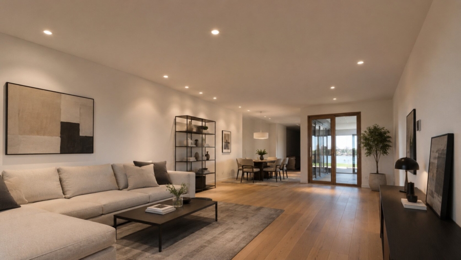 Exklusives See-Apartment mit privatem Seezugang - Wohnzimmer: (Interieur: KI generiert) (676072)