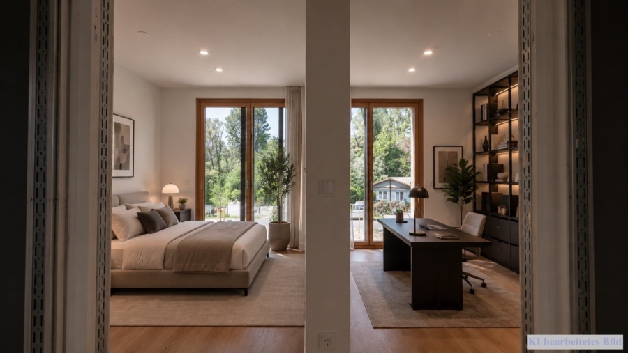 Exklusives See-Apartment mit privatem Seezugang - Schlafzimmer (Interieur: KI generiert) (676686)