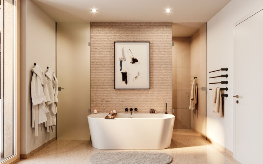 Exklusives See-Apartment mit privatem Seezugang - Badezimmer en-suite (Interieur: Rendering Architekt) (676006)