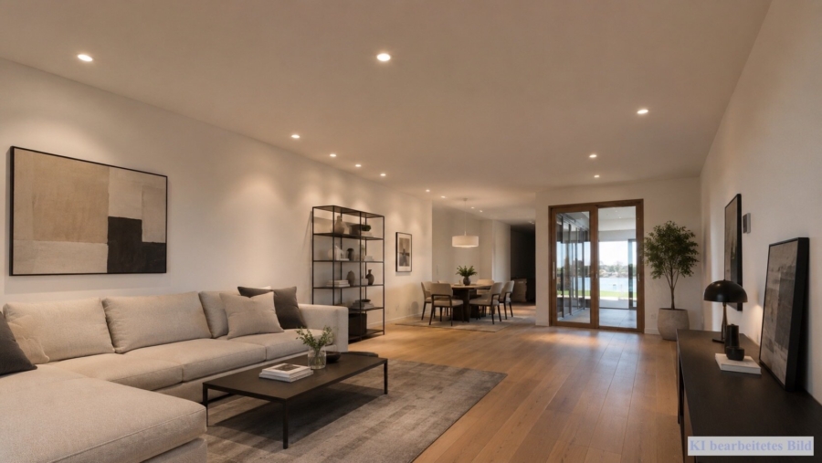 Exklusives See-Apartment mit privatem Seezugang - Wohnzimmer: (Interieur: KI generiert) (676688)