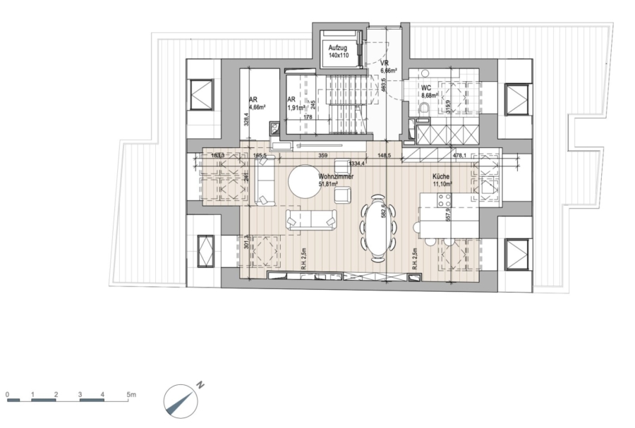 Penthouse mit sensationellem Wienblick – Wohnen über zwei Ebenen mit privater Dachterrasse - Wohnebene - 3. Obergeschoss (679427)