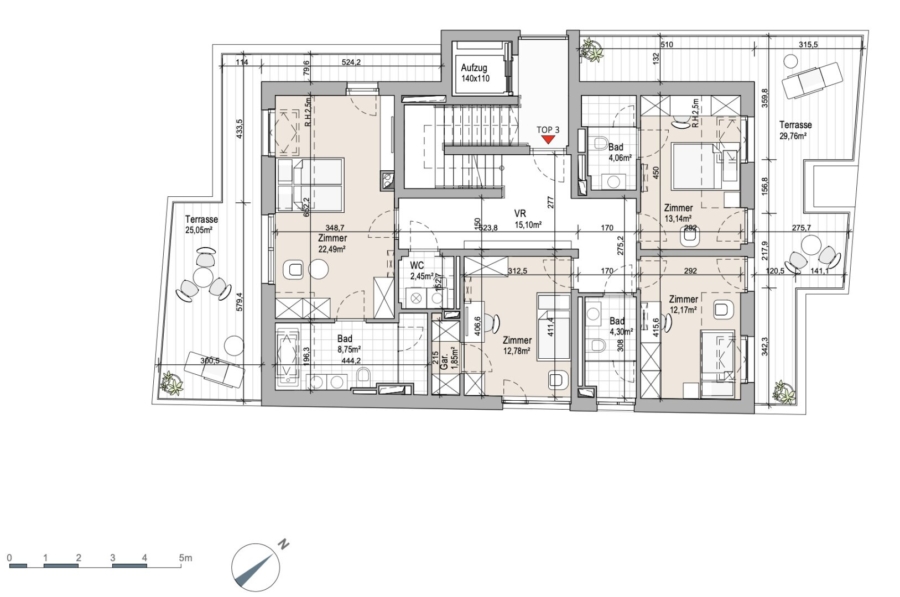 Penthouse mit sensationellem Wienblick – Wohnen über zwei Ebenen mit privater Dachterrasse - Wohnebene - 2. Obergeschoss (679426)