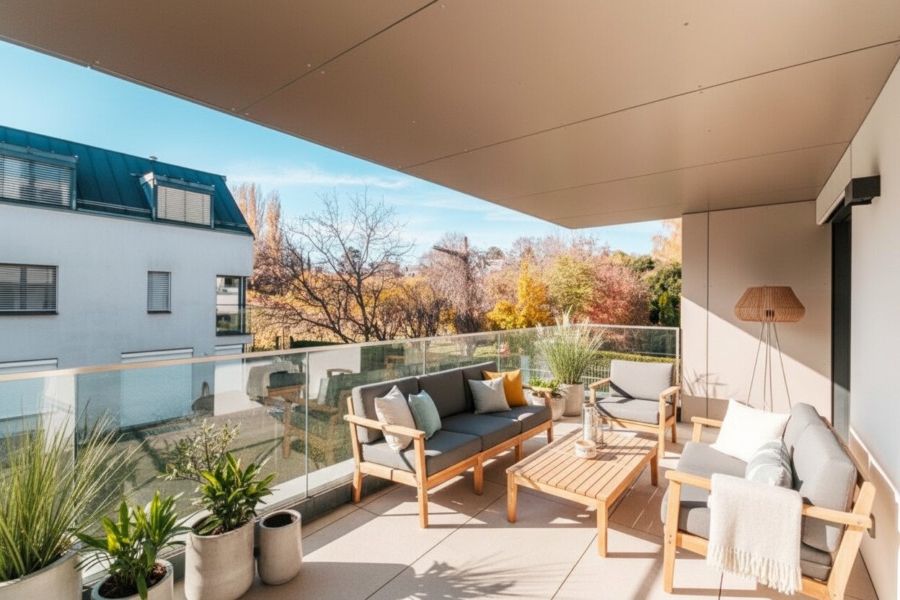 Bel Étage in Sievering – Elegantes Wohnen mit umlaufenden Terrassen - Süd-Terrasse_Rendering Architekt (679433)