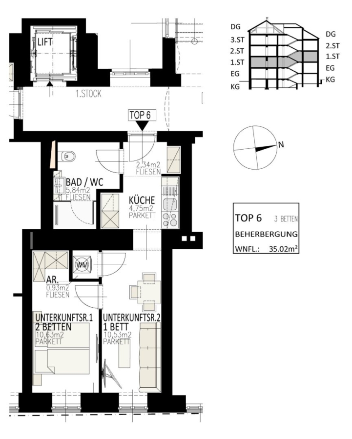 Serviced Apartment in attraktiver Lage: Jetzt investieren! - Grundriss (672191)